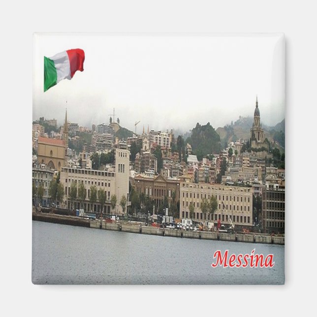 SCL078 MESSINA Cityscape, Sicilien, Italien, Fridg Magnet (Framsidan)