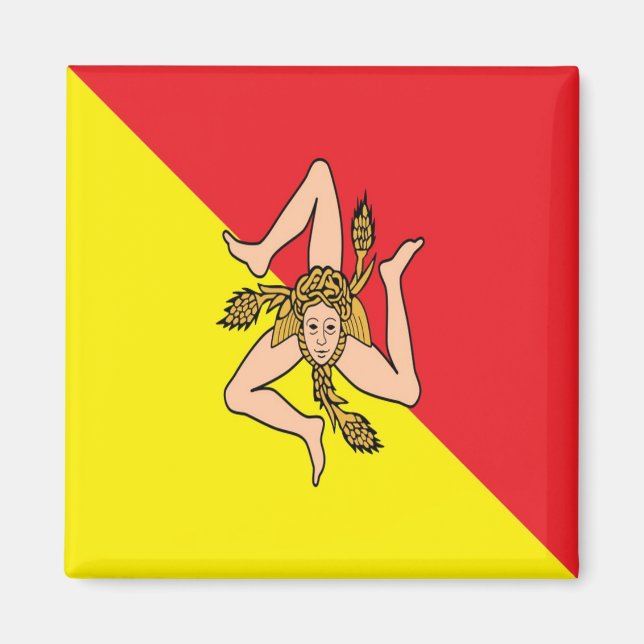 SCL082 SICILIAN FLAGGA, Sicilien, Italien, Fridge Magnet (Framsidan)
