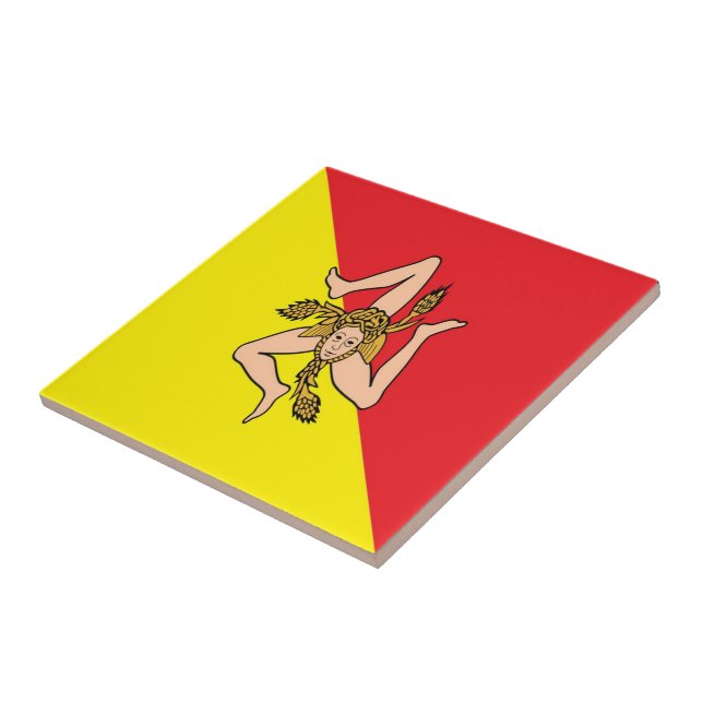 SCL082 SICILIAN FLAGGA, Sicilien, Italien Kakelplatta (Sidan)