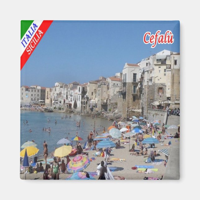 SCL083 CEFALU' - Beach - Sicilien - Italien - Frid Magnet (Framsidan)