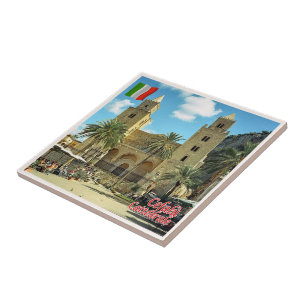 SCL085 CEFALU' Cathedral, Sicilien, Italien Kakelplatta