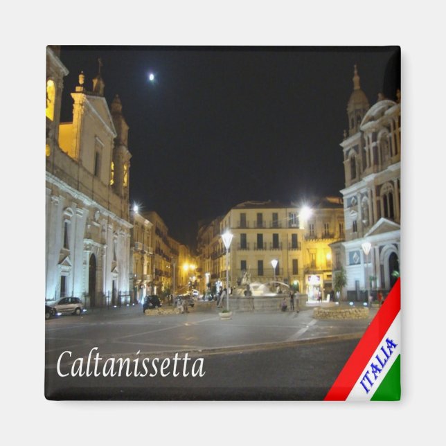 SCL091 CALTANISSETTA, Piazza Garibaldi, Fridge Magnet (Framsidan)