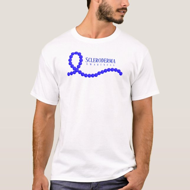 Scleroderma Awareness Blue Ribbon Pärlor T Shirt (Framsida)