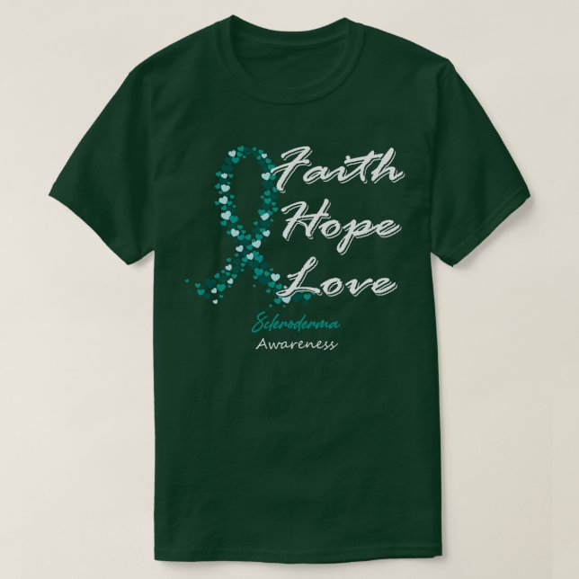 Scleroderma Awareness Hope Kärlek i denna Fami T Shirt (Design framsida)