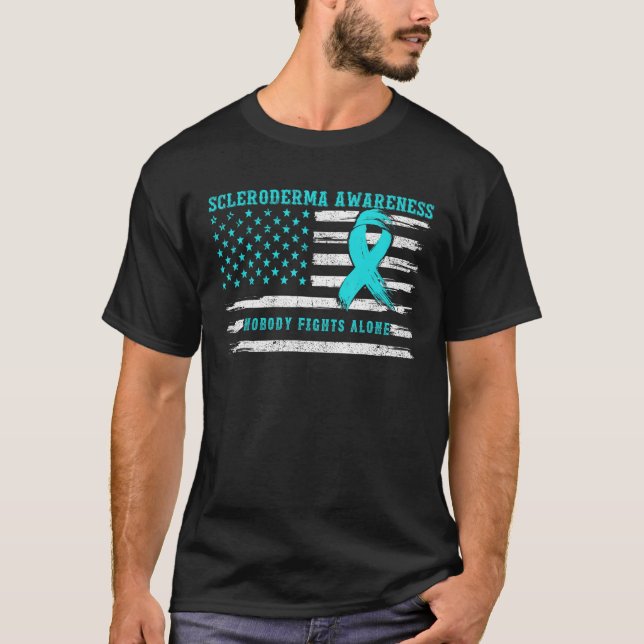 Scleroderma Awareness Ingen Fight Ensam American T Shirt (Framsida)