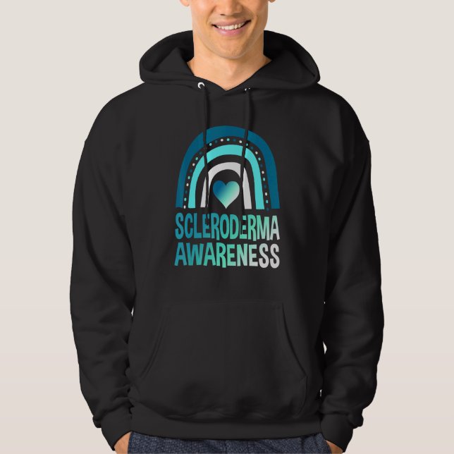 Scleroderma Awareness Month Survivor Warrior Teal Hoodie (Framsida)