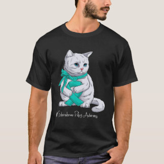 Scleroderma Awareness Month Teal Ribbon Cat T Shirt