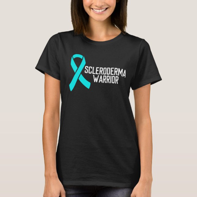 Scleroderma Awareness Teal Ribbon Warrior T Shirt (Framsida)