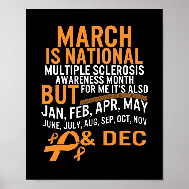 Sclerosis Awareness Month Orange Ribbon Brain Poster (Framsidan)