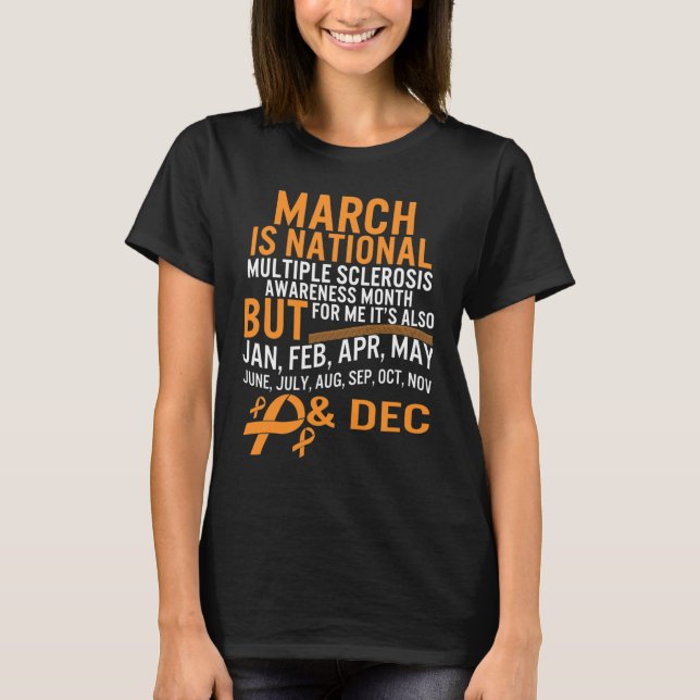 Sclerosis Awareness Month Orange Ribbon Brain T Shirt (Framsida)