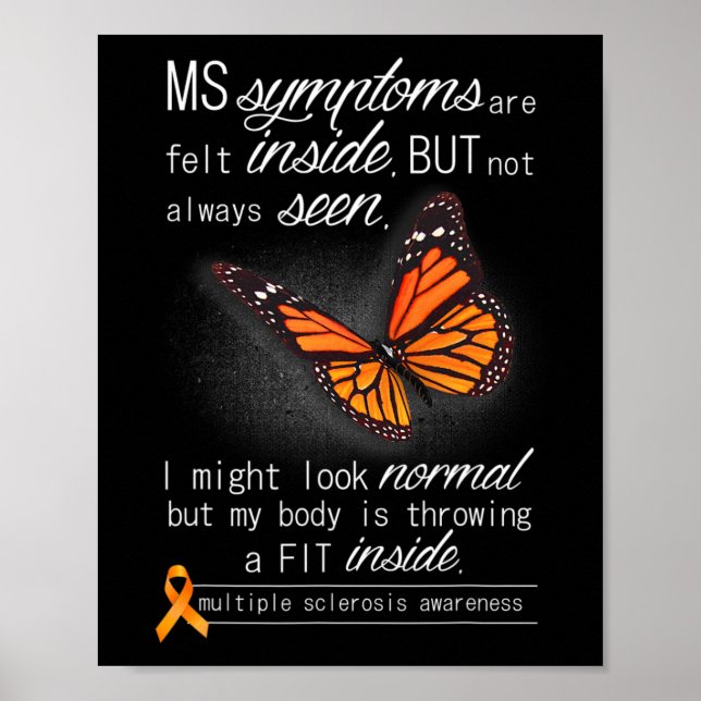 Sclerosis Awareness Orange Butterfly Ribbon Poster (Framsidan)