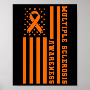 Sclerosis Awareness Patriotic USA American Flagga Poster