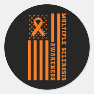 Sclerosis Awareness Patriotic USA American Flagga Runt Klistermärke
