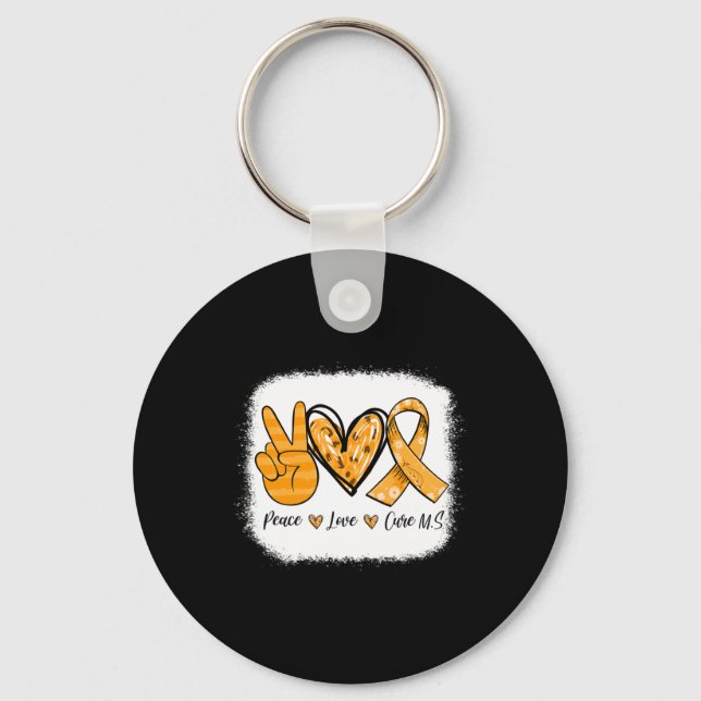Sclerosis Awareness Peace Kärlek Cure Warrior Nyckelring (Framsida)