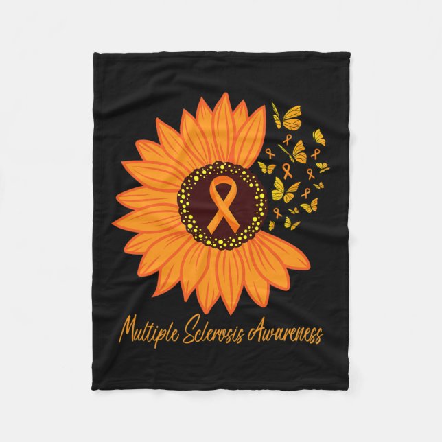 Sclerosis Awareness Ribbon Flower Butterfly Fleecefilt (Framsidan)