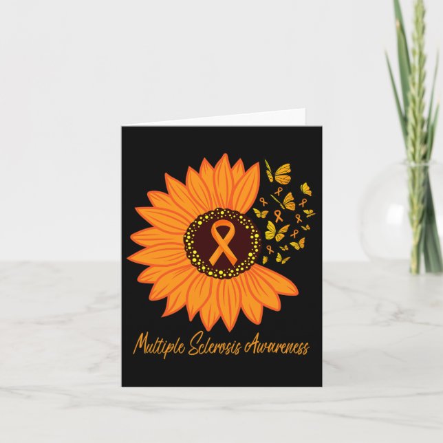 Sclerosis Awareness Ribbon Flower Butterfly Kort (Framsida)