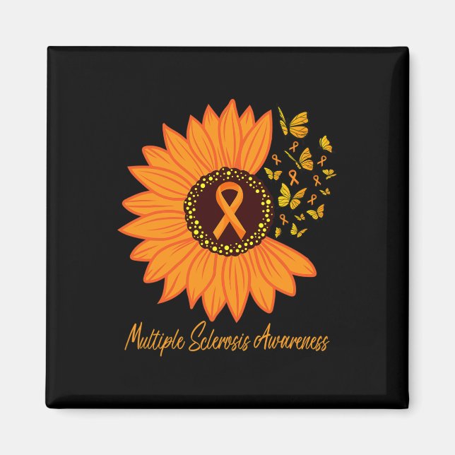 Sclerosis Awareness Ribbon Flower Butterfly Magnet (Framsidan)