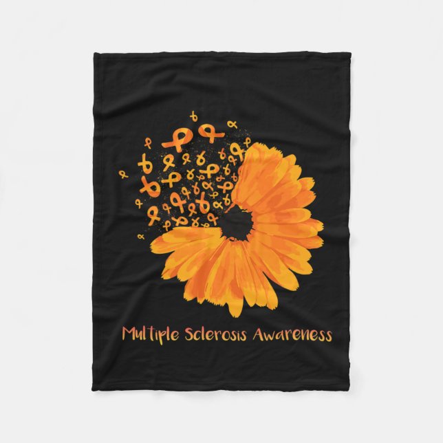 Sclerosis Awareness Ribbon Flower Hope Fighter Fleecefilt (Framsidan)