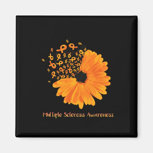 Sclerosis Awareness Ribbon Flower Hope Fighter Magnet (Framsidan)