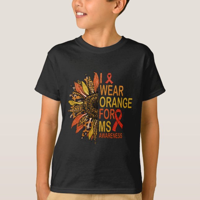 Sclerosis I Bära Orange for Ms Awareness Solros T Shirt (Framsida)