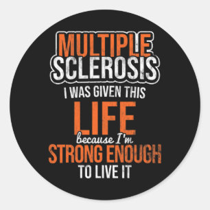 Sclerosis Life Strong nog Ribbon 1 Runt Klistermärke