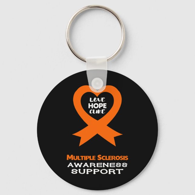 Sclerosis Orange Awareness Ribbon Nyckelring (Framsida)