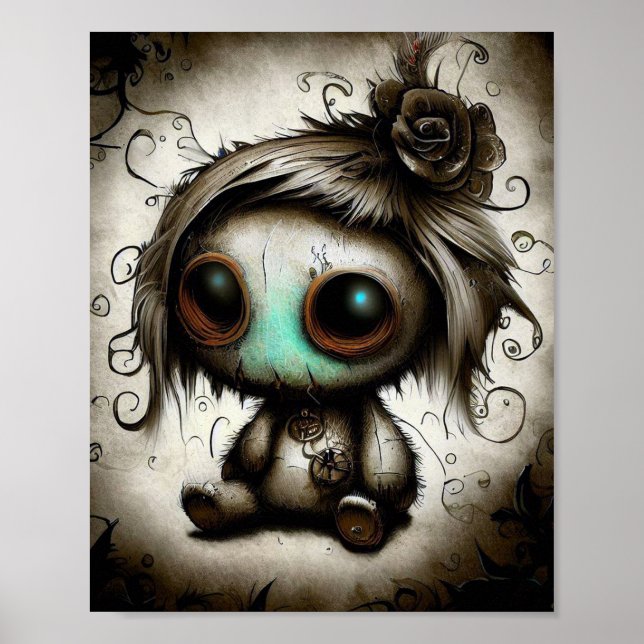 scoky- och cute plush-doll,väggardekonst poster (Framsidan)