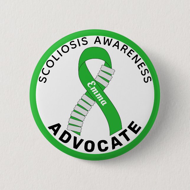 Scoliosis Awareness Advocate Ribbon White Button Knapp (Framsida)