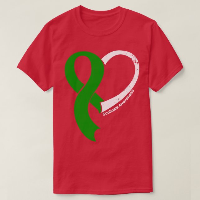 Scoliosis Awareness Hope Kärlek Heart Ribbon Lyckl T Shirt (Design framsida)