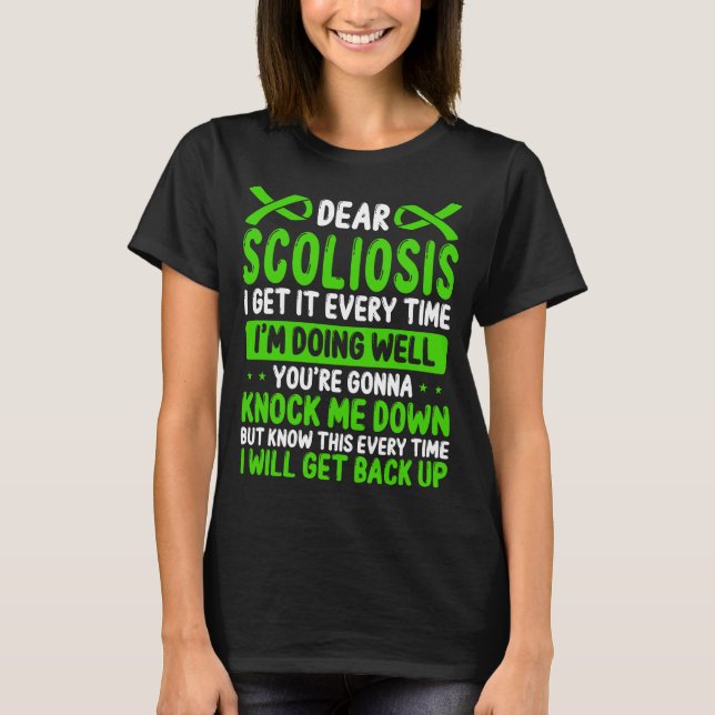 Scoliosis Awareness Month Green Scoliosis Ribbon T Shirt (Framsida)