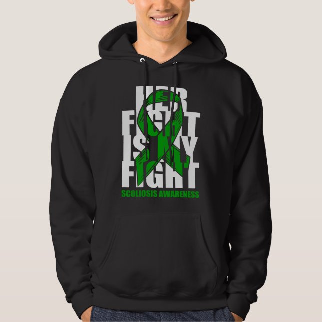 Scoliosis Awareness Month June Green Ribbon Her Fi Hoodie (Framsida)