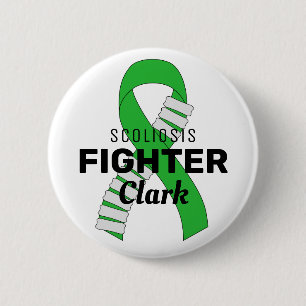 Scoliosis Fighter Ribbon White Button Knapp