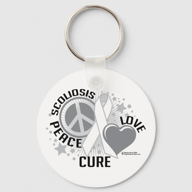 Scoliosis Peace Kärlek Cure Nyckelring (Framsida)