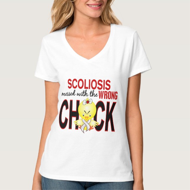 Scoliosis röra med den fla chicken t-shirt (Framsida)