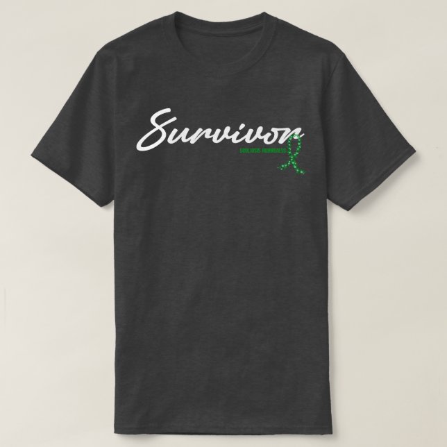 Scoliosmedvetenhet Survivor Glitter Ribbon Hope F T Shirt (Design framsida)