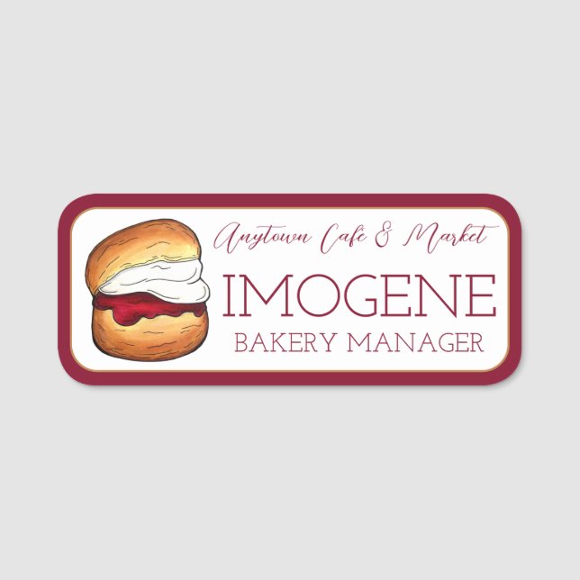 Scone Cream Sylt Café Aeftermideftermiddag Tea Roo Namnbricka (Framsida)