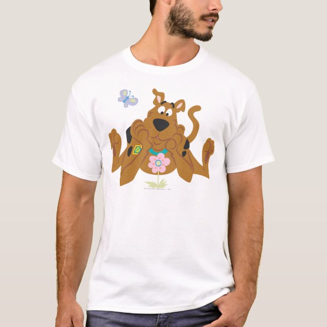 Scooby-Doo Admiring Flower Tee Shirt (Framsida)