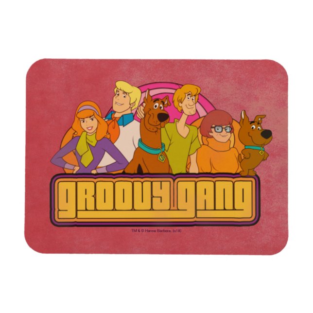 Scooby-Doo | "Groovy Gang" Retro Tecknad Graphic Magnet (Horisontell)