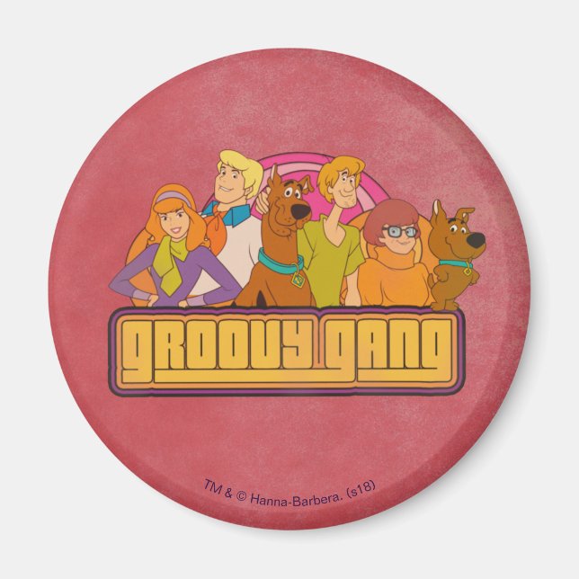 Scooby-Doo | "Groovy Gang" Retro Tecknad Graphic Magnet (Framsidan)