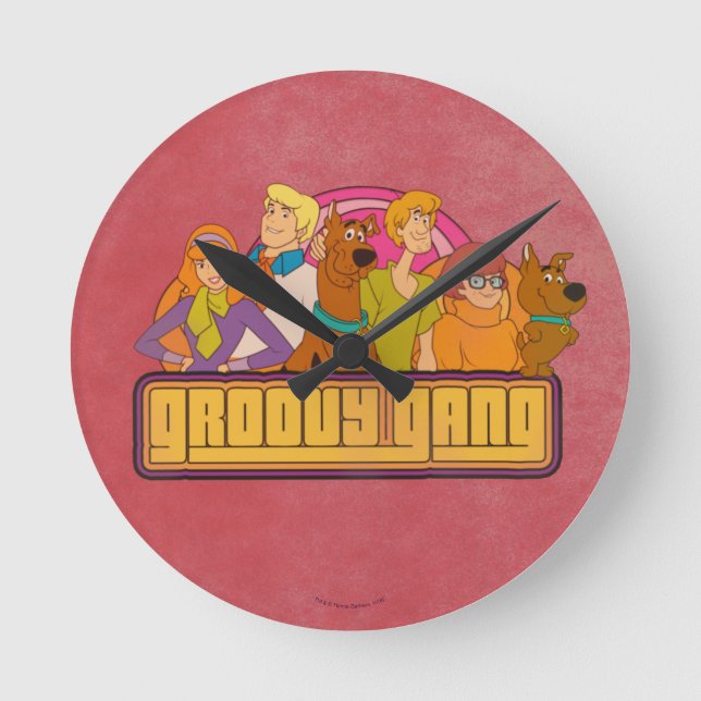 Scooby-Doo | "Groovy Gang" Retro Tecknad Graphic Rund Klocka (Framsida)
