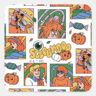 Scooby-Doo Halloween-fotografier Mönster Fyrkantigt Klistermärke