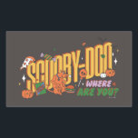 Scooby-Doo Halloween Snack Logo Rektangulärt Klistermärke<br><div class="desc">Enjoy your Halloween haul with this fun Scooby-Doo Scooby Snack logo! Wear this on a cozy t-shirt,  get this graphic on a fun snack tote bag,  or enjoy on a tray. Shop this graphic on even more customizable Zazzle gifts!</div>