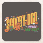 Scooby-Doo Halloween Snack Logo Underlägg Papper Kvadrat<br><div class="desc">Enjoy your Halloween haul with this fun Scooby-Doo Scooby Snack logo! Wear this on a cozy t-shirt,  get this graphic on a fun snack tote bag,  or enjoy on a tray. Shop this graphic on even more customizable Zazzle gifts!</div>