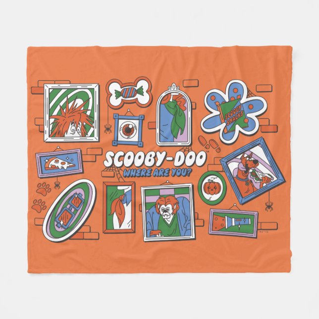 Scooby-Doo Halloween-vägg med ramar Fleecefilt (Framsidan (Horisontell))