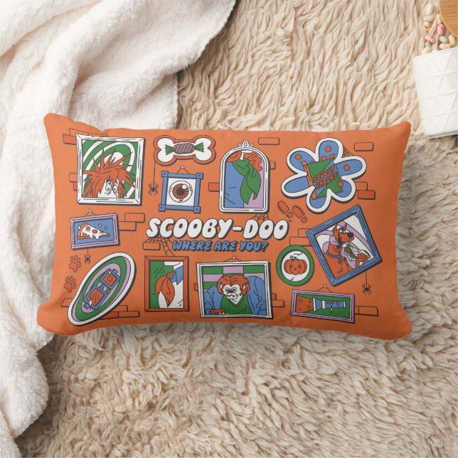Scooby-Doo Halloween-vägg med ramar Lumbarkudde (Filt)