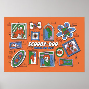 Scooby-Doo Halloween-vägg med ramar Poster
