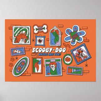 Scooby-Doo Halloween-vägg med ramar Poster