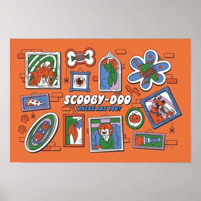 Scooby-Doo Halloween-vägg med ramar Poster (Framsidan)