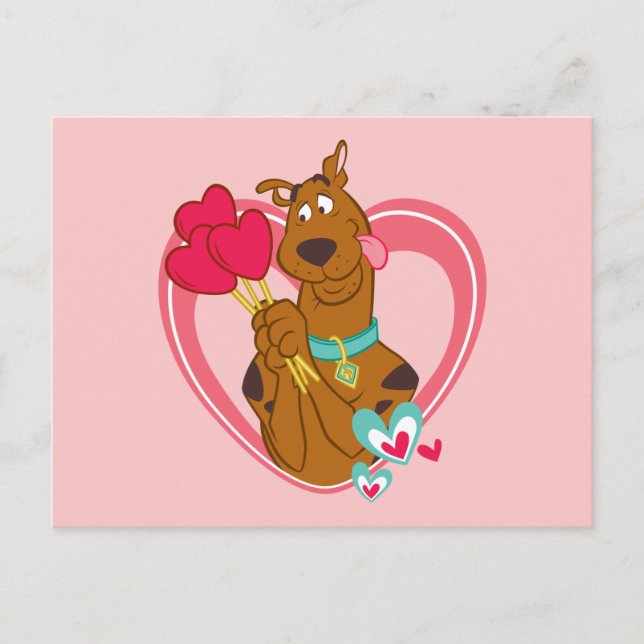 Scooby-Doo Holding Heart Lolipops Helg Vykort (Framsida)