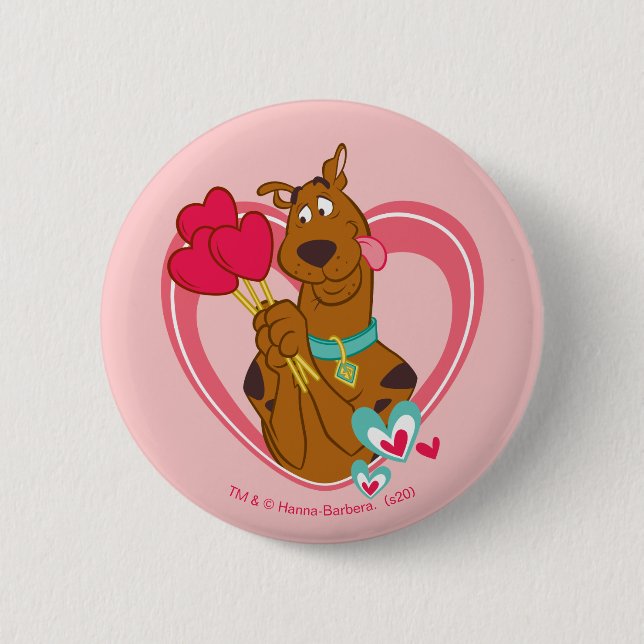 Scooby-Doo Holding Heart Lolipops Knapp (Framsida)